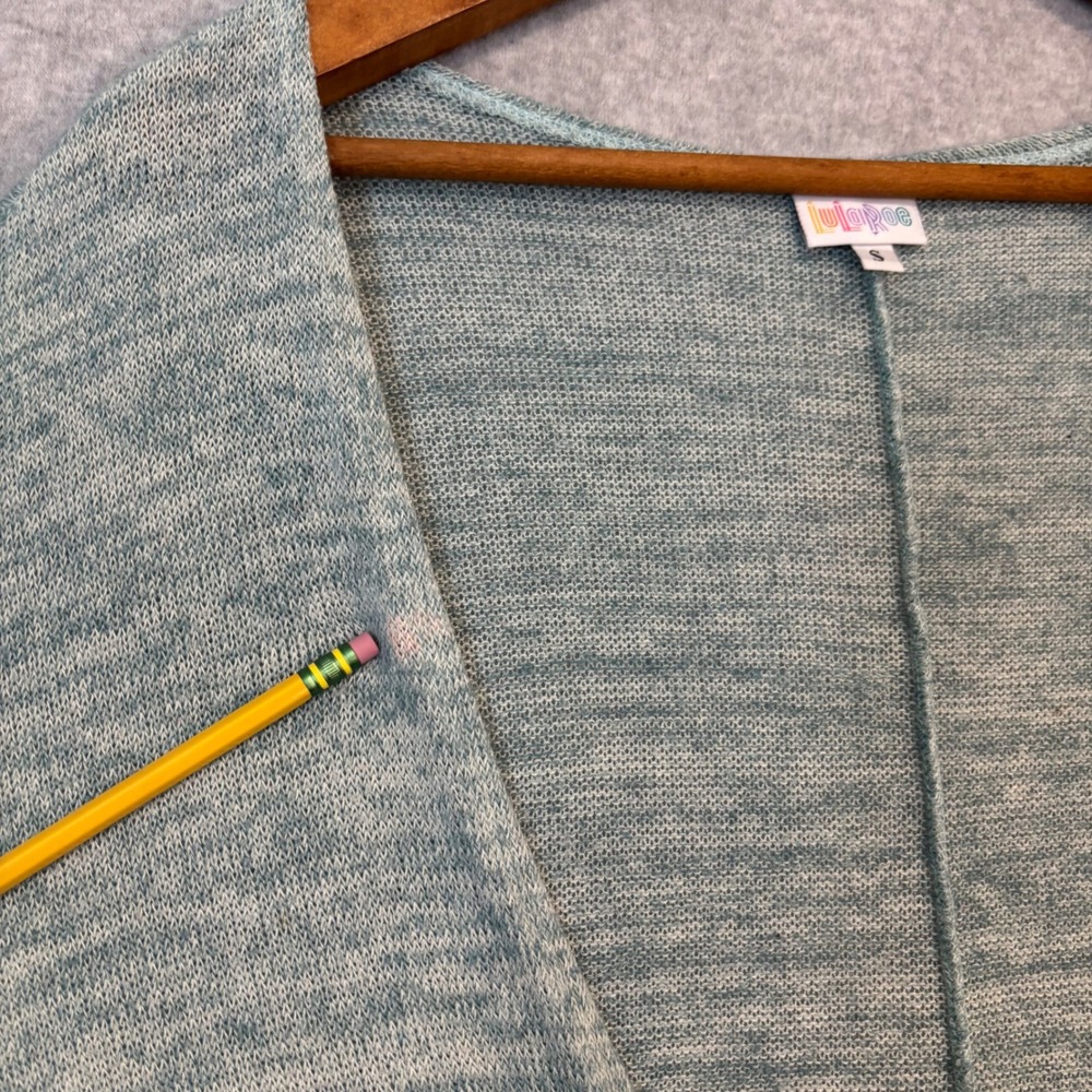 LuLaRoe Women's Light Blue Teal Half Sleeve Cardigan Small Open Front Sweater - Picture 5 of 9